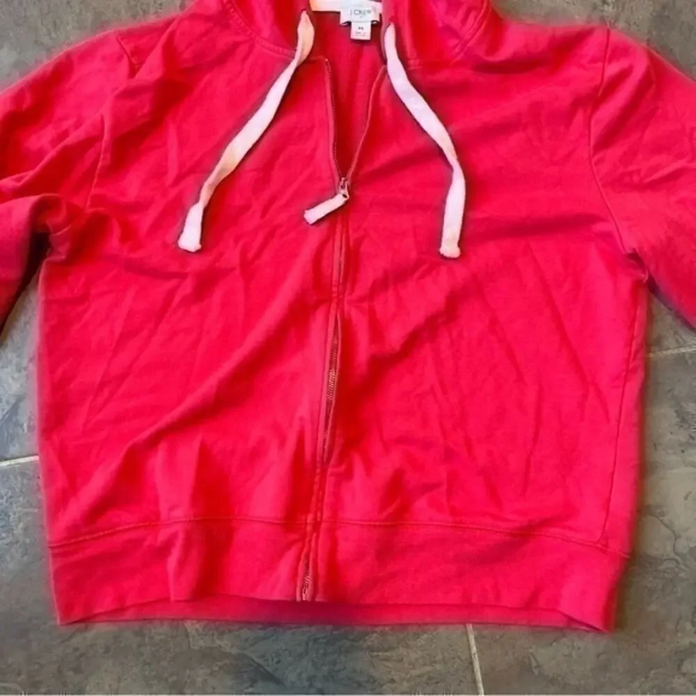 Pink cropped J. Crew casual cute hoodie zip up sweatshirt